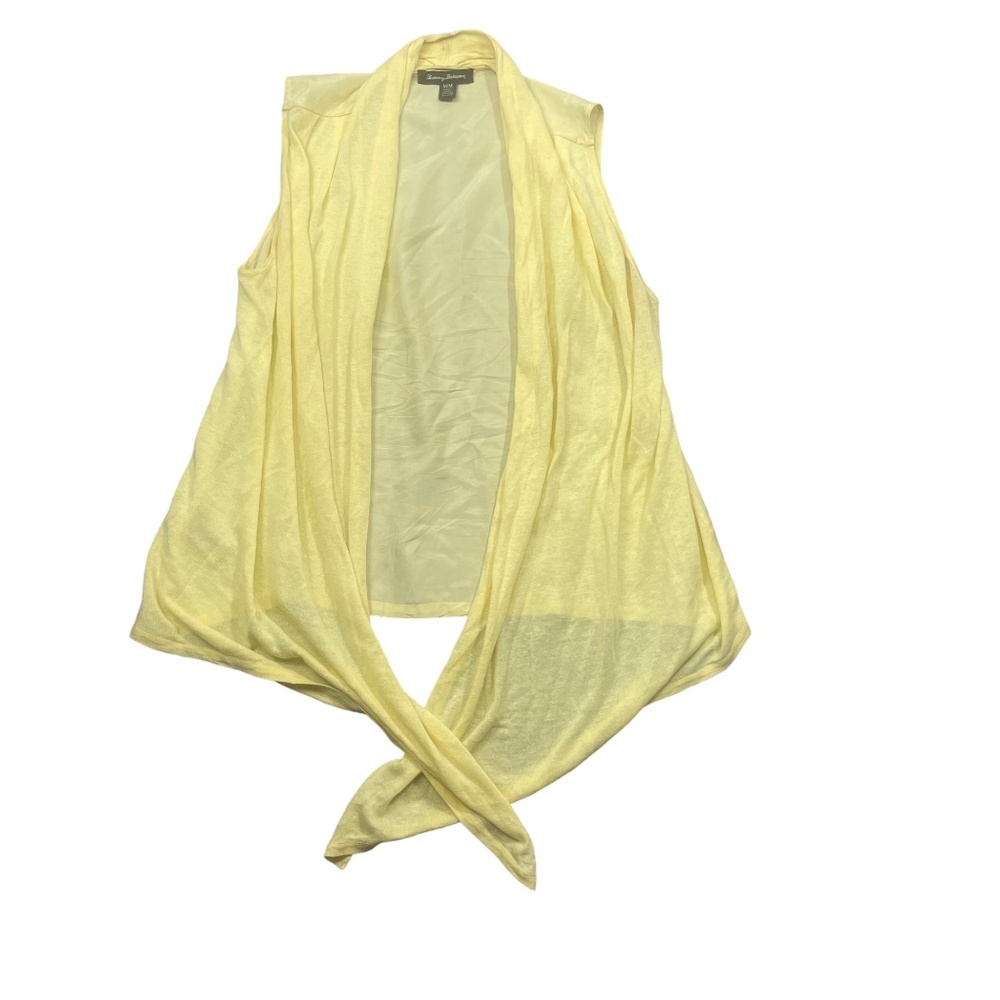 Tommy Bahama Ladies Medium Yellow Wrap Cardigan Linen Silk Casual‎ Flair Dress